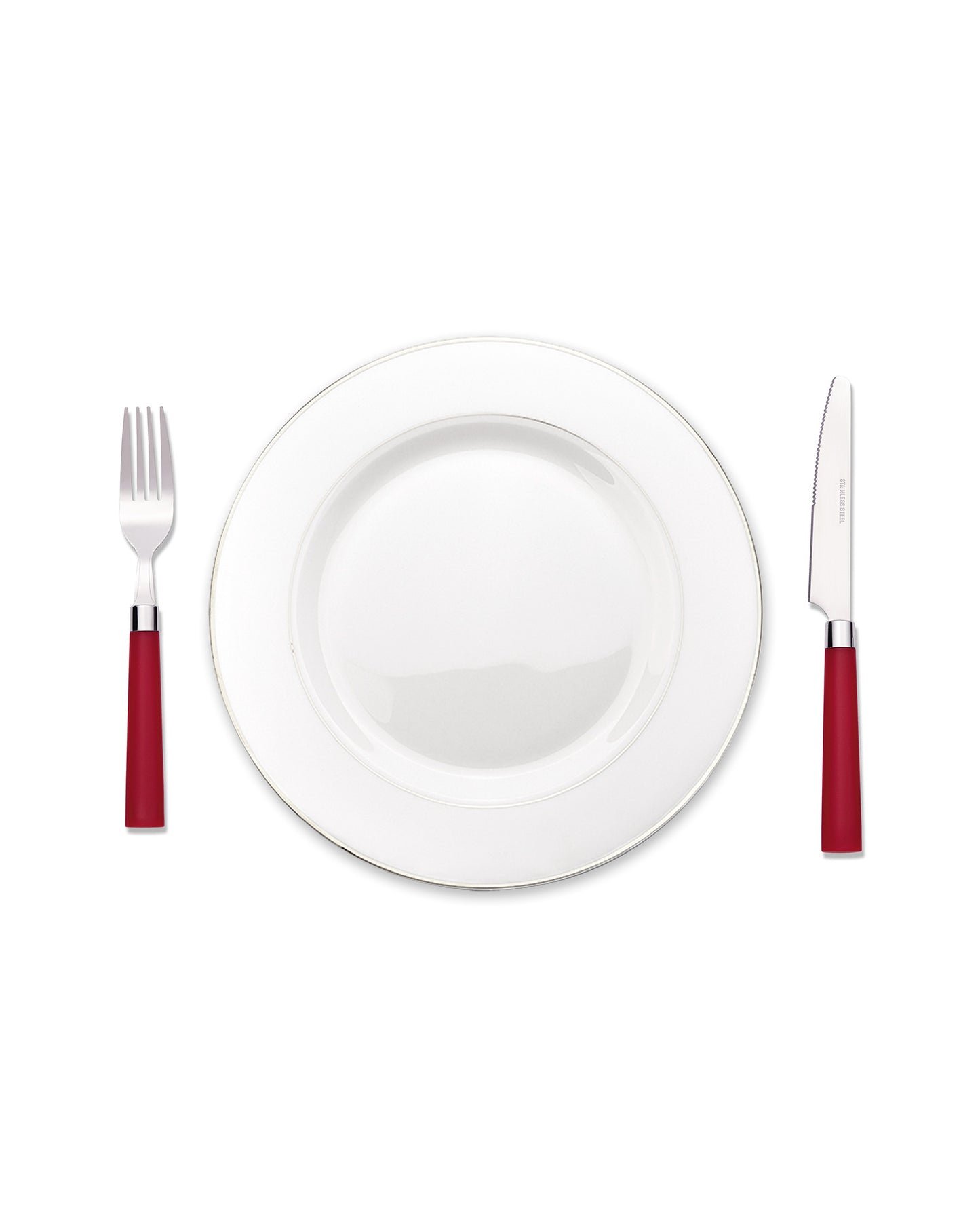 Wholesale Bulk Lot of 10 Bon Florentine 16-Piece Stainless Steel Cutlery Sets - Red