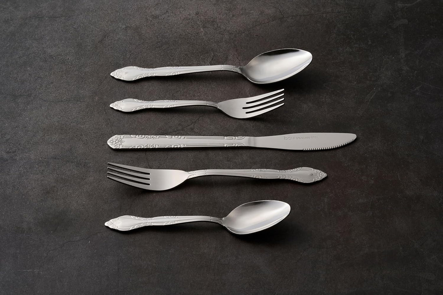 Wholesale Bulk Lot of 10 Bon Flora 20-Piece Stainless Steel Flatware Silverware Cutlery Sets