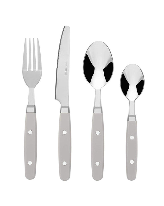 Wholesale Bulk Lot of 10 Bon Henley 16-Piece Stainless Steel Cutlery Sets - Grey