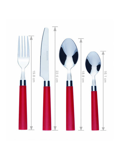 Wholesale Bulk Lot of 10 Bon Florentine 16-Piece Stainless Steel Cutlery Sets - Red