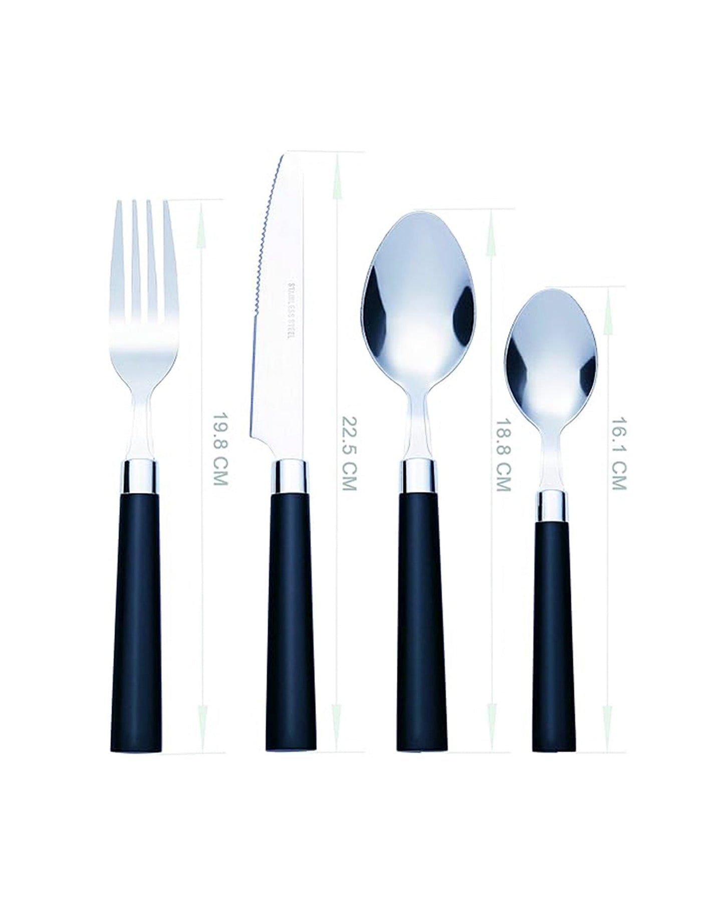 Wholesale Bulk Lot of 10 Bon Florentine 16-Piece Stainless Steel Cutlery Sets - Black