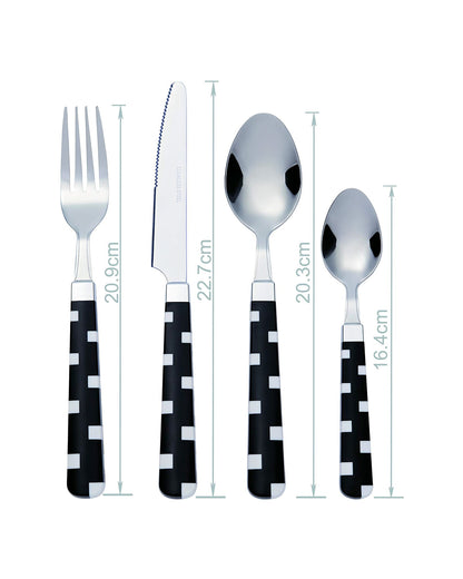 Wholesale Bulk Lot of 10 Bon Fusion 16-Piece Stainless Steel Cutlery Sets - Black