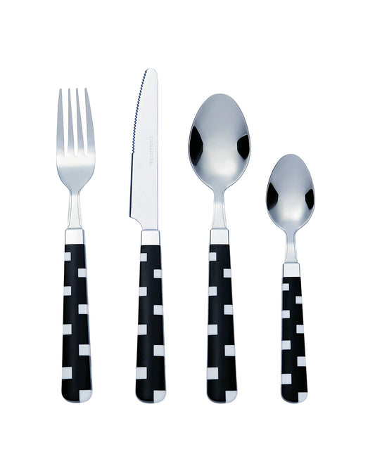 Wholesale Bulk Lot of 10 Bon Fusion 16-Piece Stainless Steel Cutlery Sets - Black
