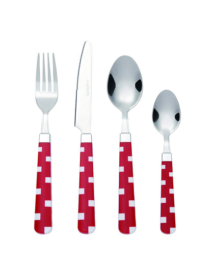 Bon Fusion 16-Piece Stainless Steel Cutlery Set - Red