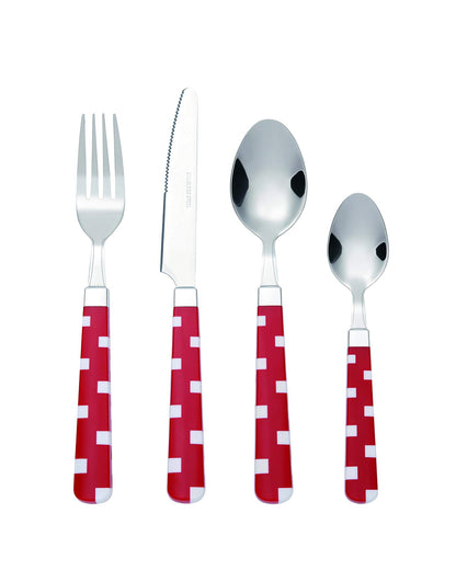 Wholesale Bulk Lot of 10 Bon Fusion 16-Piece Stainless Steel Cutlery Sets - Red