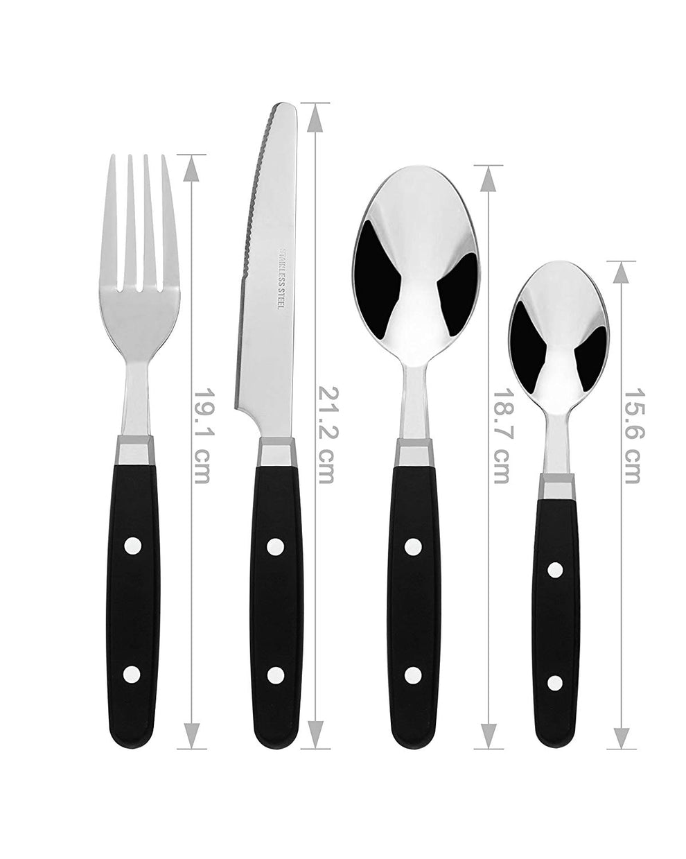 Bon Henley 16-Piece Stainless Steel Cutlery Set - Black