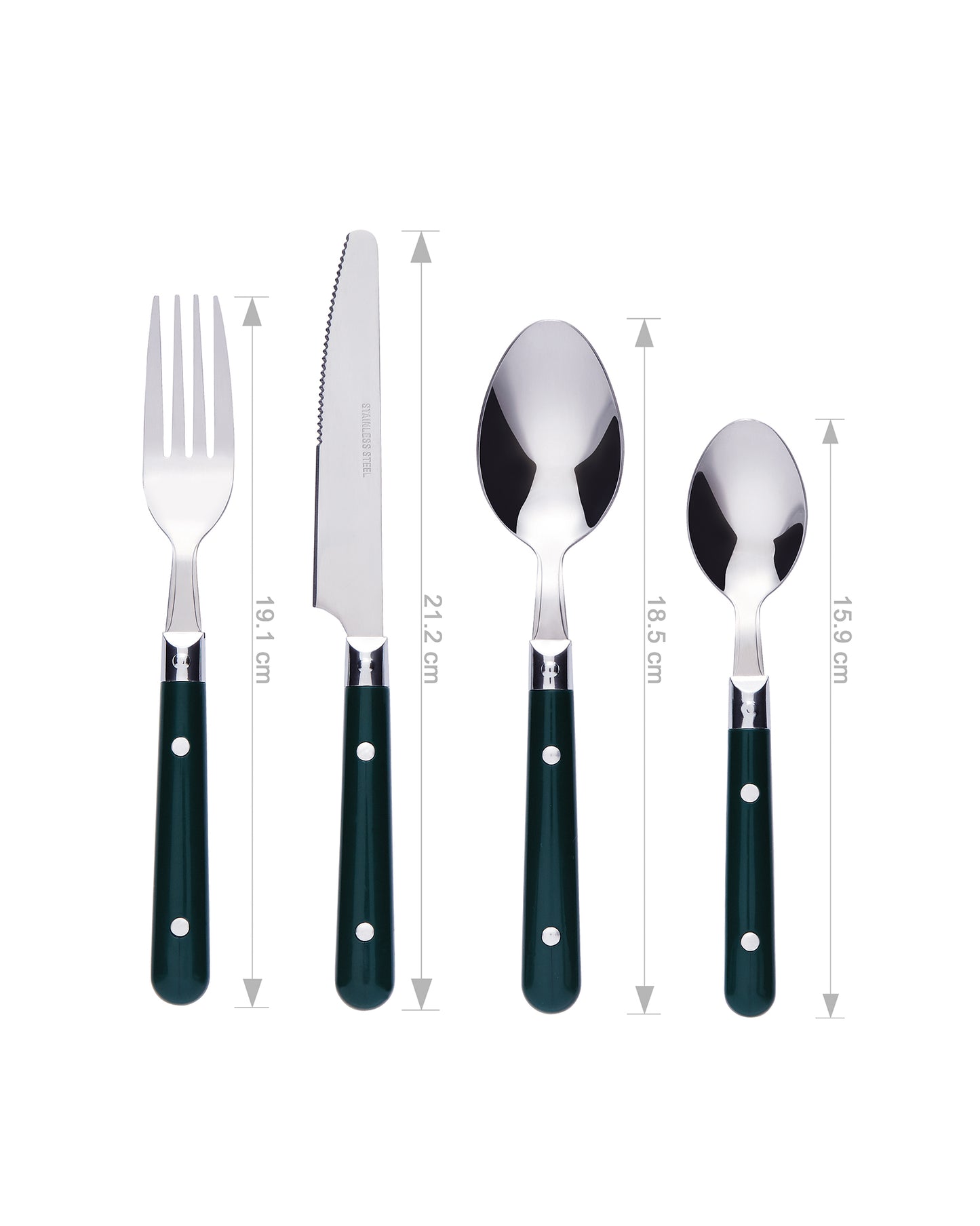 Wholesale Bulk Lot of 10 Bon Brasserie 16-Piece Stainless Steel Cutlery Sets - Green