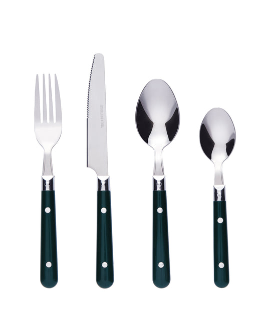 Wholesale Bulk Lot of 10 Bon Brasserie 16-Piece Stainless Steel Cutlery Sets - Green