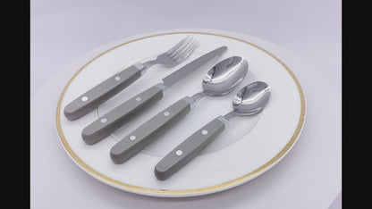 Wholesale Bulk Lot of 10 Bon Henley 16-Piece Stainless Steel Cutlery Sets - Grey