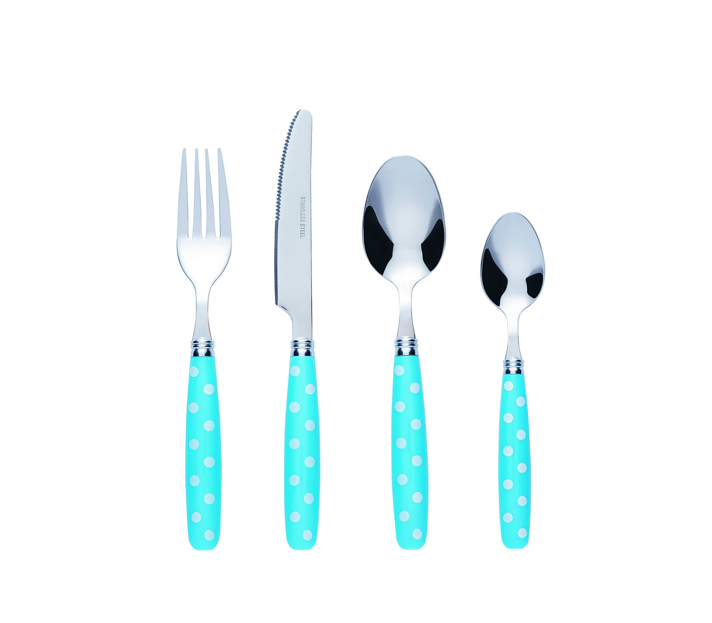 Bon Float 16-Piece Stainless Steel Cutlery Set - Blue/White Dot