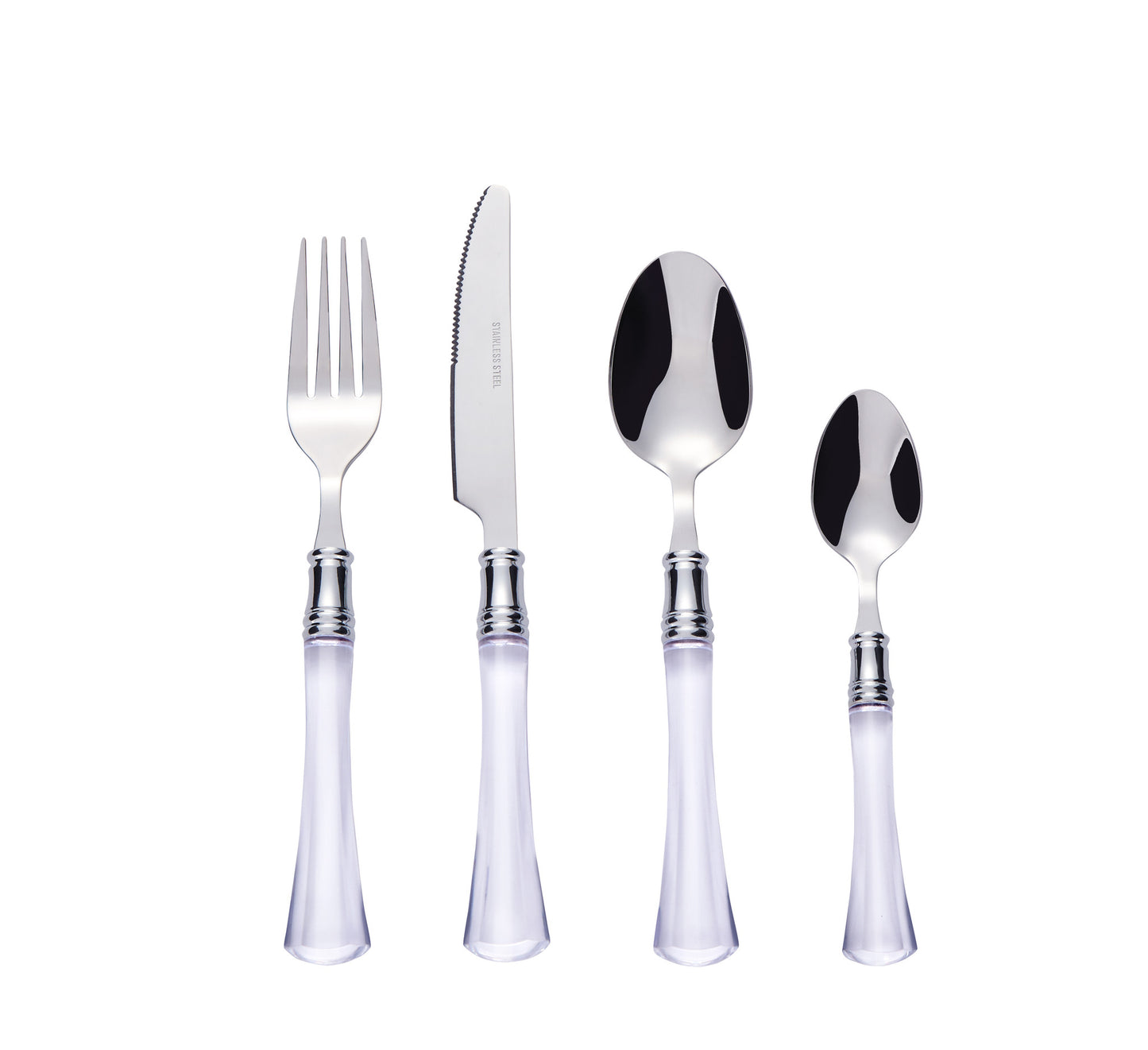 Bon Jewel 24-Piece Stainless Steel Cutlery Set - White