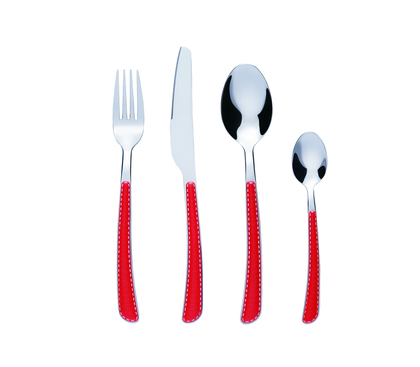 Bon Wiry 16-Piece Stainless Steel Cutlery Set - Red