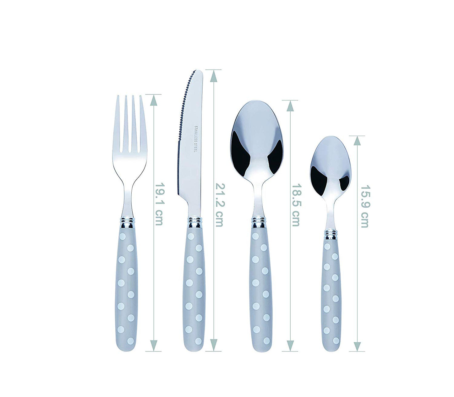Bon Float 16-Piece Stainless Steel Cutlery Set - Grey/White Dot