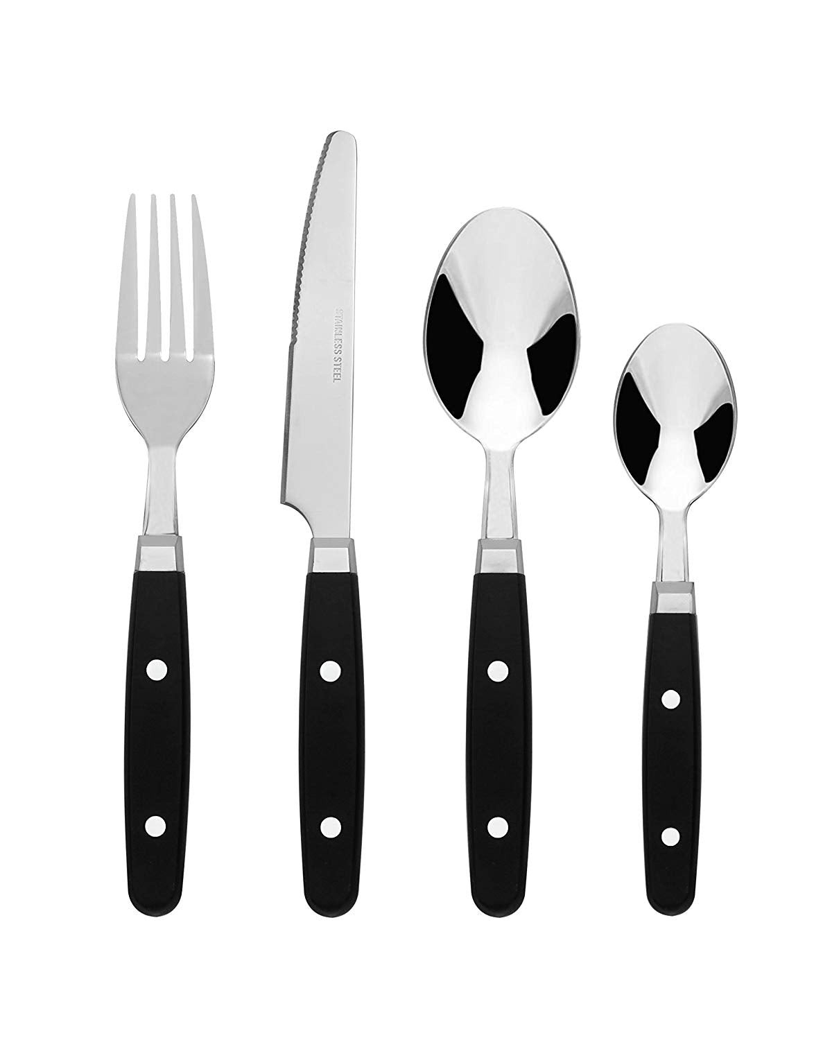 Wholesale Bulk Lot of 10 Bon Henley 16-Piece Stainless Steel Cutlery Sets - Black