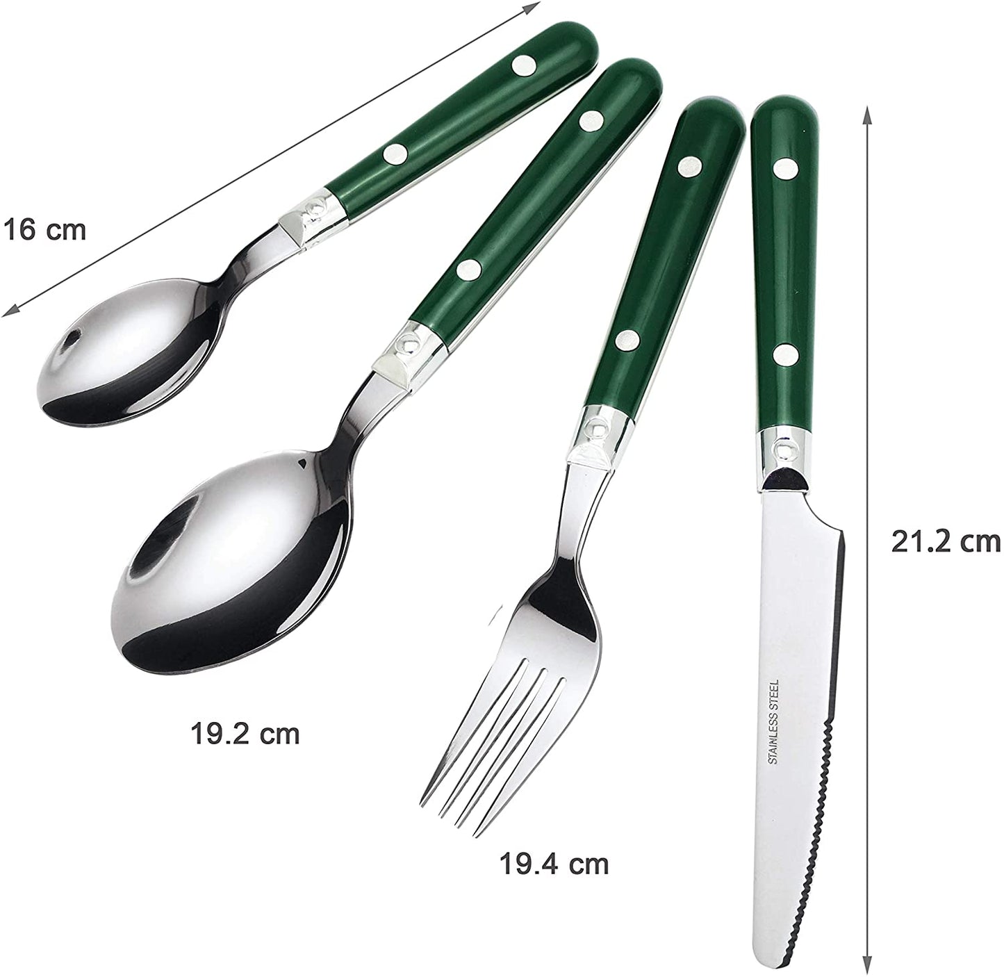 Bon Brasserie II 16-Piece Stainless Steel Cutlery Set (Green)